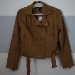 Faux suede biker jacket